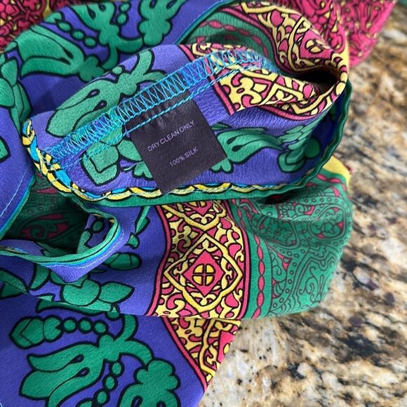 Hale Bob Silk Colorful Relaxed Fit 3/4 Sleeve Tunic Top Size L - Picture 6 of 9